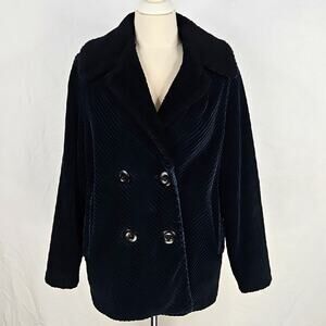 Vintage White Stag Navy Blue Corduroy Pea Coat Size Medium